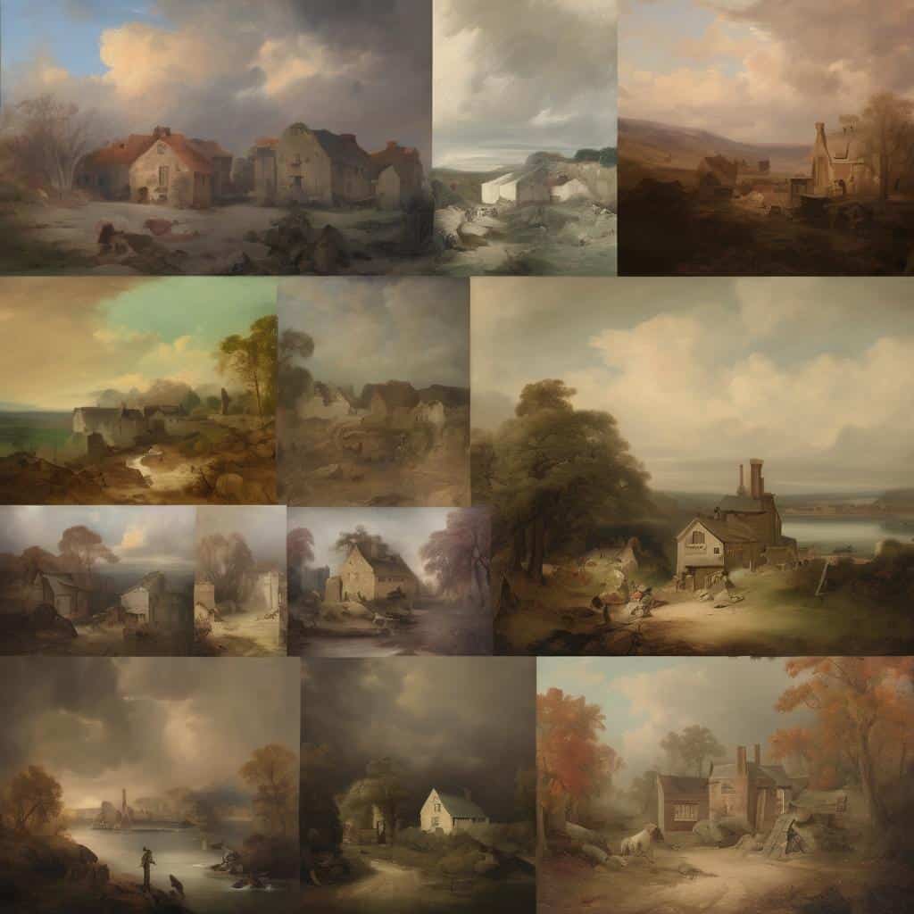 Παράθυρο με ημιβυθισμένες εικόνες από το έργο «Από τον Μπαρόκ στον Ιμπρεσιονισμό», δείχνει εξέλιξη στυλ και τεχνικών ζωγραφικής.