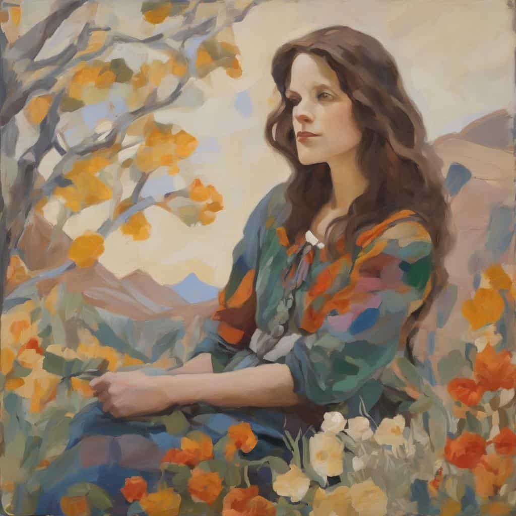 Ζωγραφισμένη εικόνα μιας γυναίκας με φθορά από τον Μπαρόκ στον Ιμπρεσιονισμό, σε παστέλ χρώματα, που παρουσιάζει το εξερευνητικό ταξίδι από το μπαρόκ στην ιμπρεσιονιστική τέχνη, με έμφαση στη φυσιοκρατία και την εκφραστικότητα.